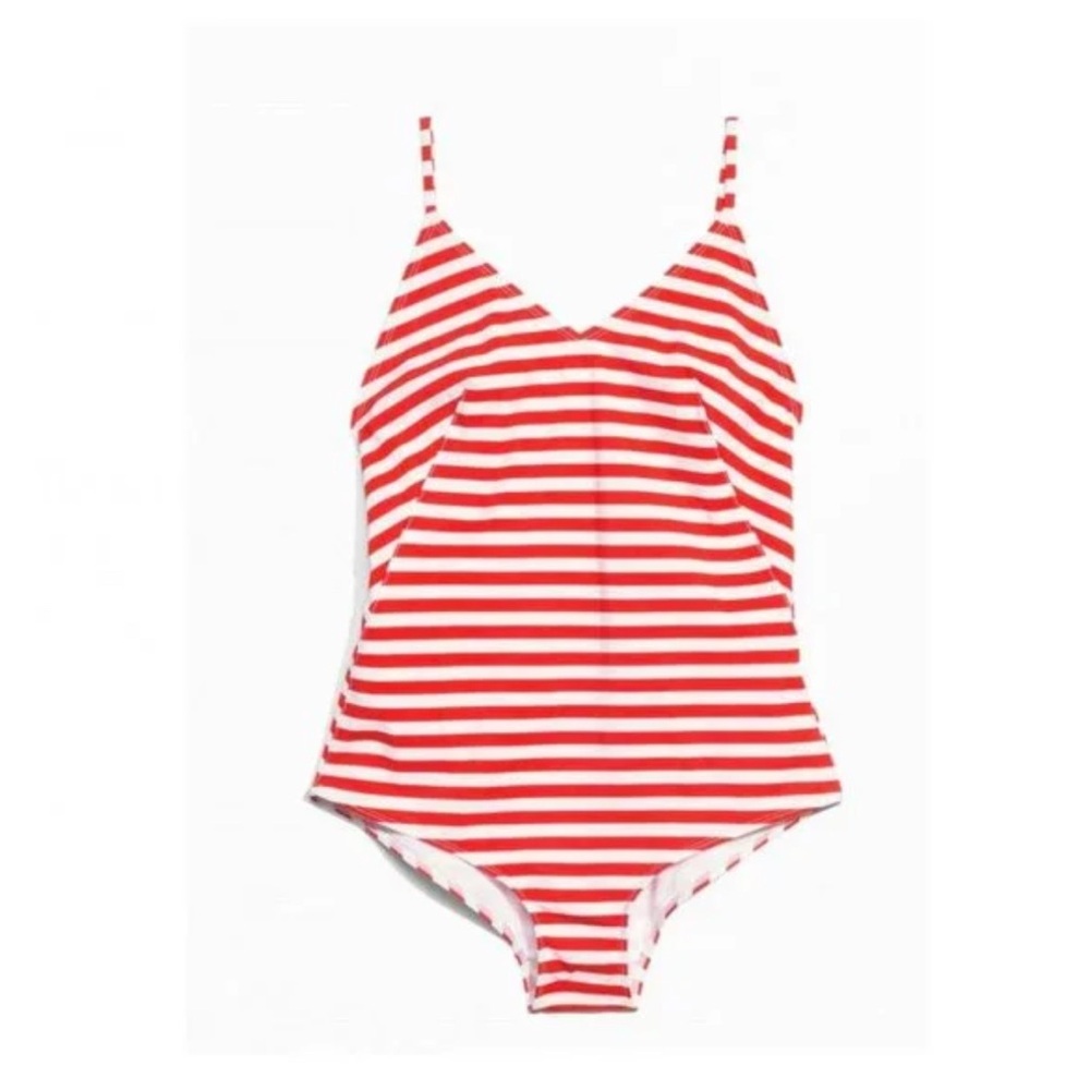 New - & Other Stories Red and White Striped One Piece Swimsuit - 6